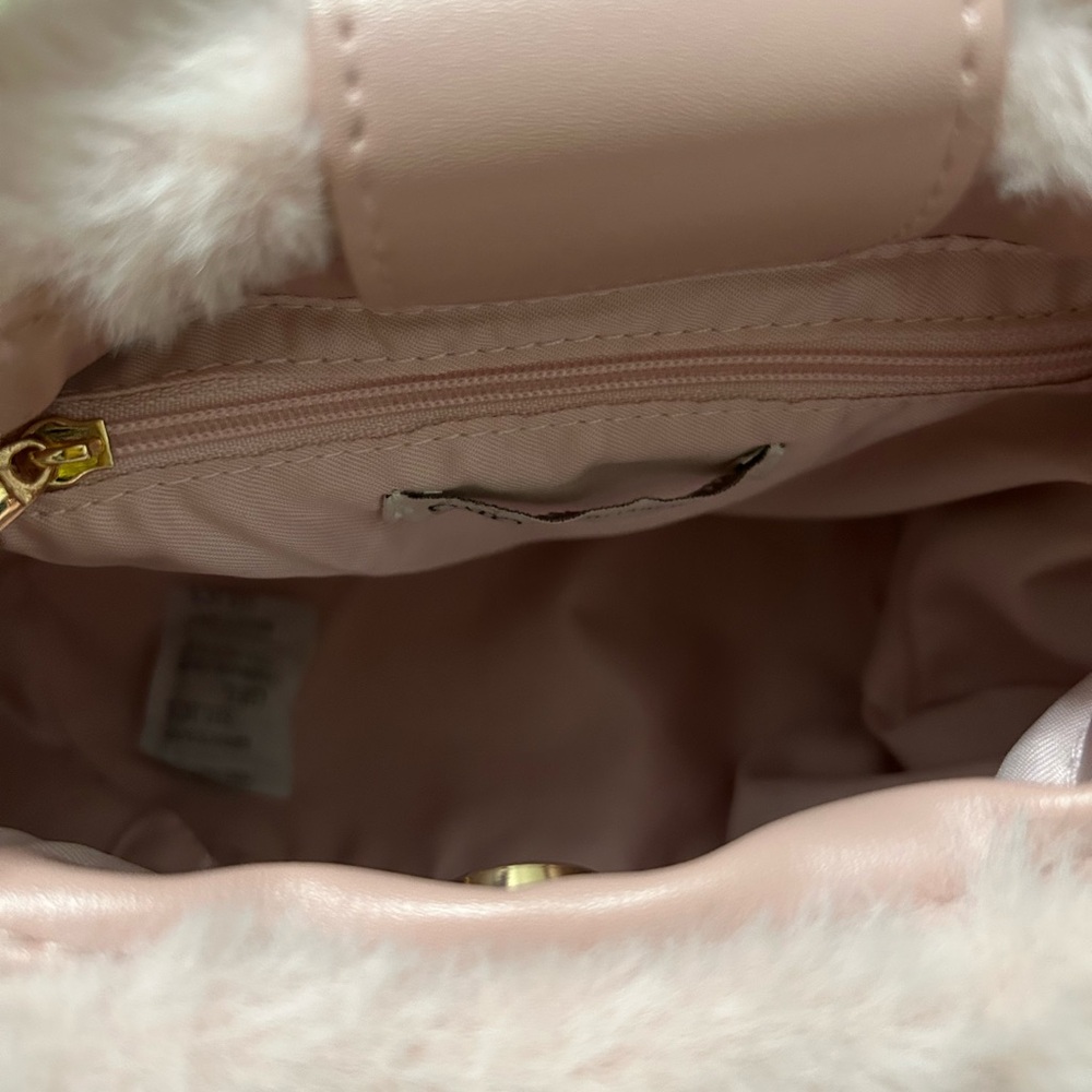 NWT Cato Faux Fur Crossbody Bag with Pom Pom Accents -Blush Pink, Size Mini - Picture 4 of 8